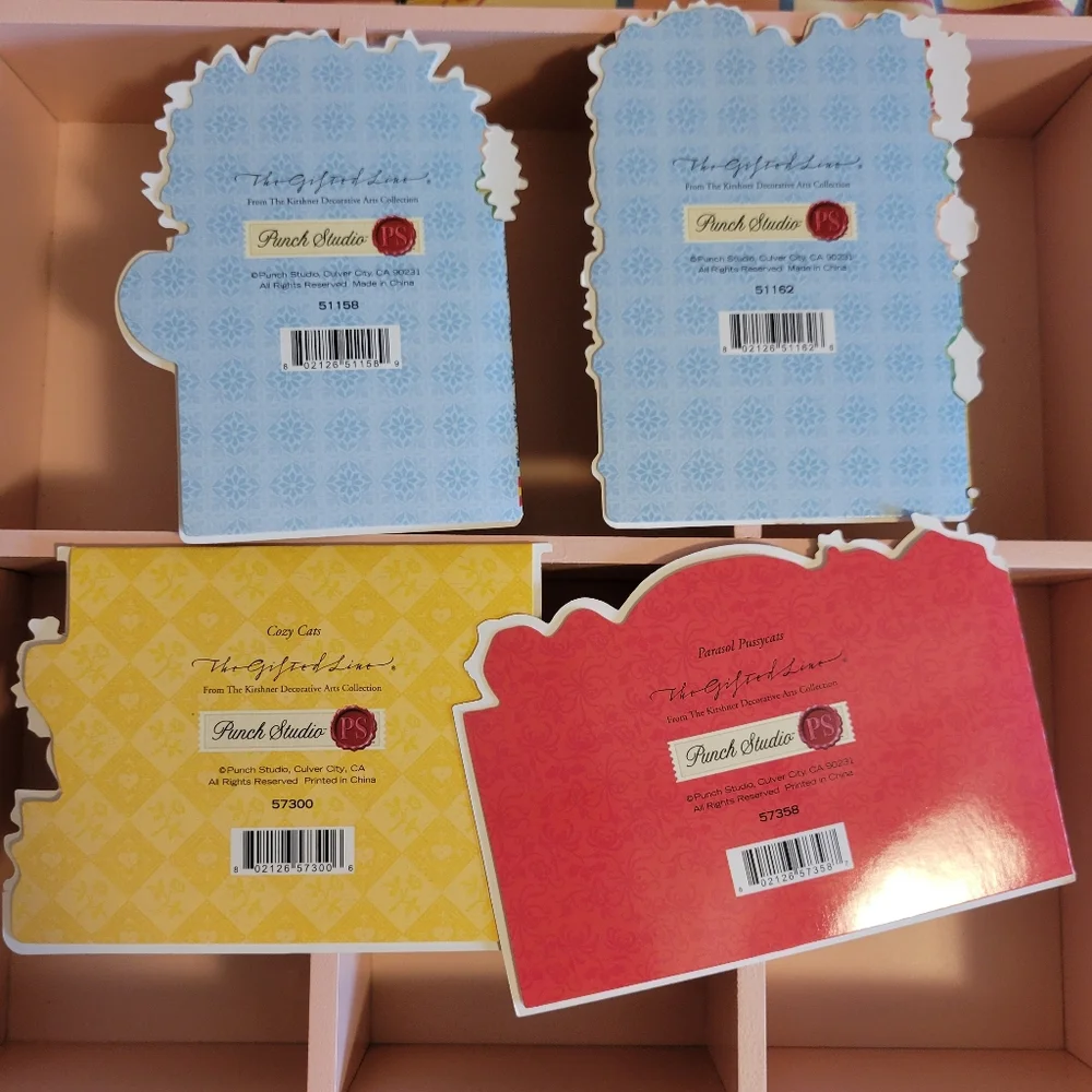 Punch Studio Victorian Look Valentine Cards 4 New Cats Hearts Scrapbook Journal